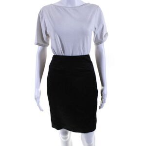 Rickie Freeman Teri Jon Womens Back Zip Knee Length Satin Pencil Skirt Black 2